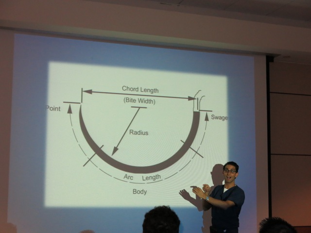 Dr. Samimi using his needle sharp lecturing skills to teach the residents about the anatomy of a suture tip.