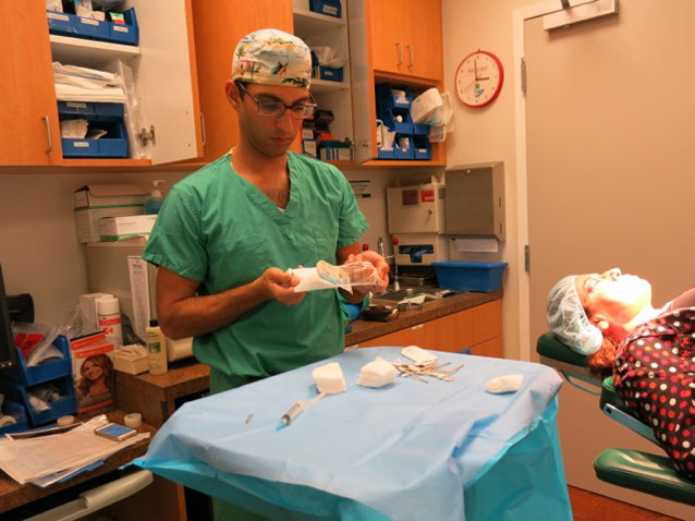 Dr. Samimi preparing for surgery