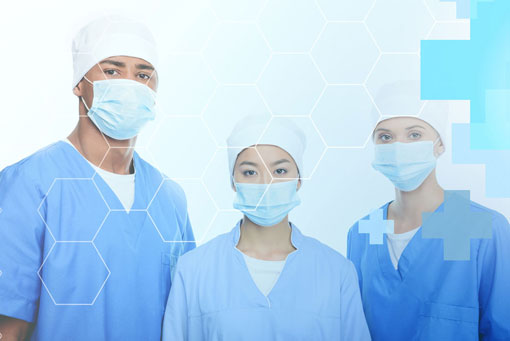 Medical staff wearing masks